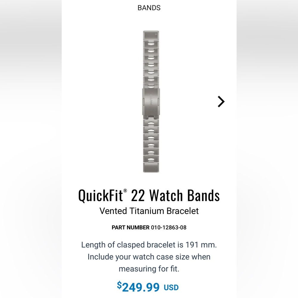 Garmin Quickfit 22 titanium watch band